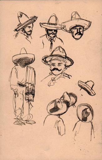 Four studies of men wearing sombreros