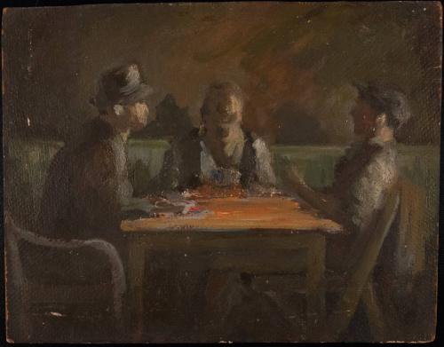 Untitled [three men sitting playing cards]