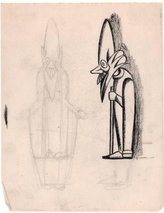 Two Views of Bearded Figure