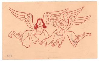 Two angels holding hands