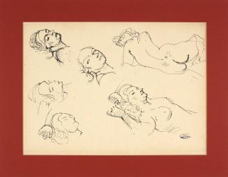 Study of reclining nudes and heads