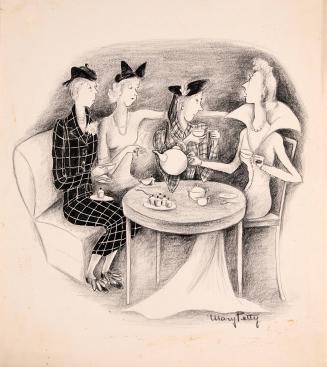No caption (Four women having tea)