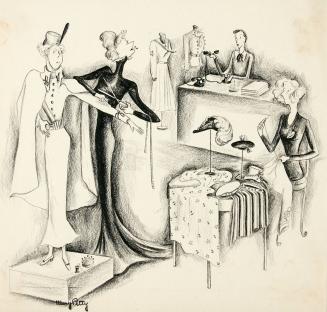 No caption (Four women in a tailor shop)