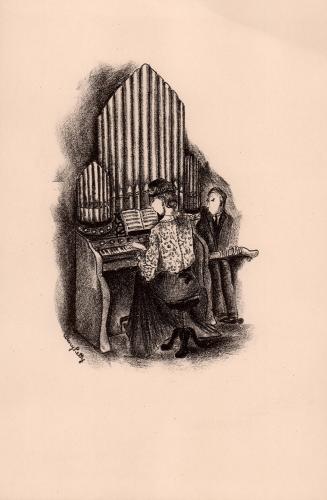 Man and woman by an organ