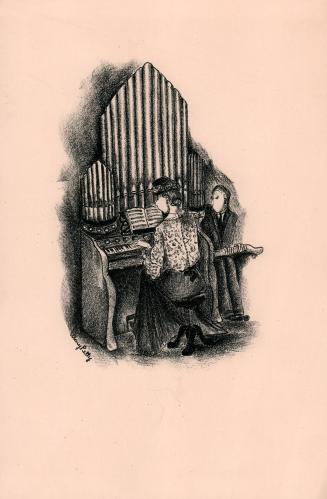 Man and woman by an organ