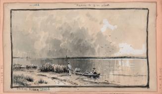 Shoreline with Two Figures and Row Boat