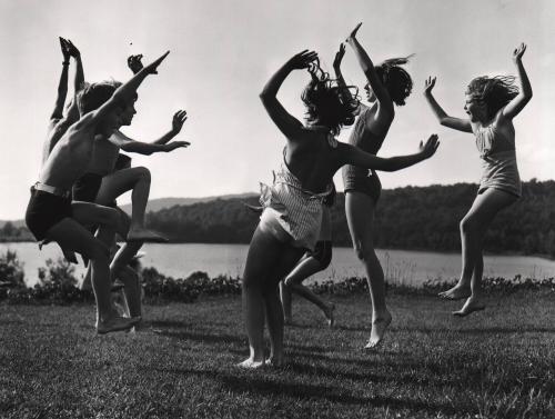 Children Dancing by Lake