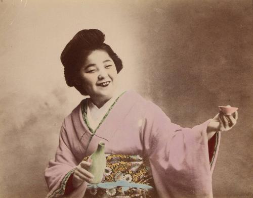 Smiling Woman with Sake Cup