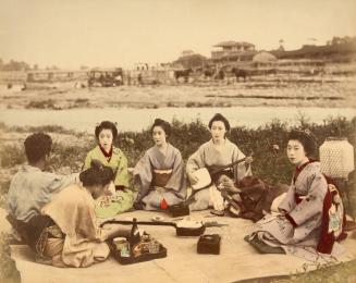 Seven people with Sake and Samisen