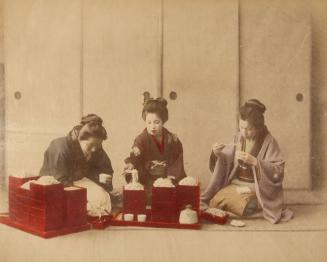 [Three women eating noodles]