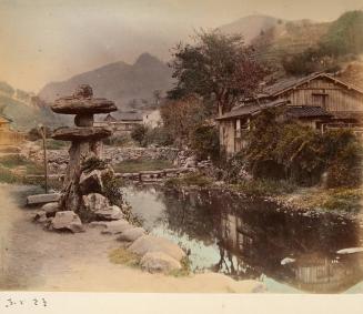 656. Stone lantern, stream, and village