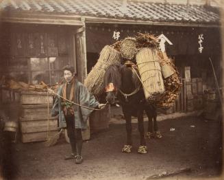 384 Man and Horse carrying straw and wood