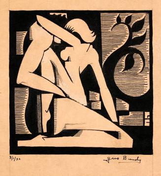 Drawing for Woodcut (Erotica - Two Figures)