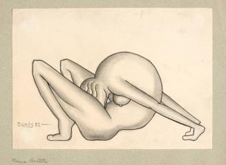 Erotic drawing, contorted female