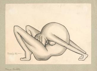 Erotic drawing, contorted female
