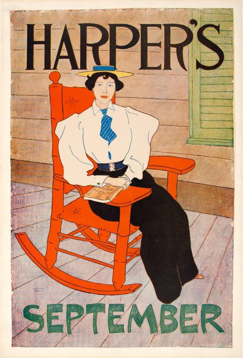 Woman seated in a rocking chair, September 1894, Harper's Magazine
