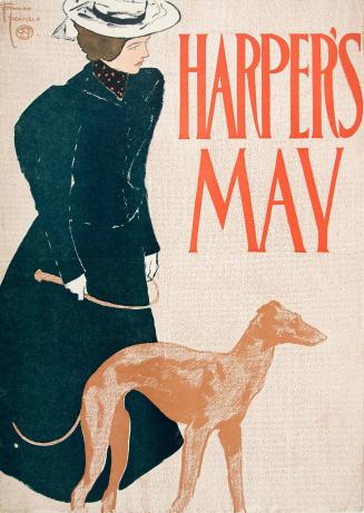 Woman in white hat with greyhound dog, May 1897, Harper's Magazine