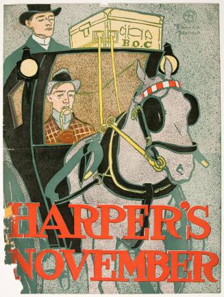 Man and driver with horse and carriage, November 1896, Harper's Magazine