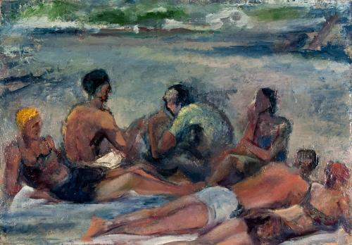 [Figures on beach]