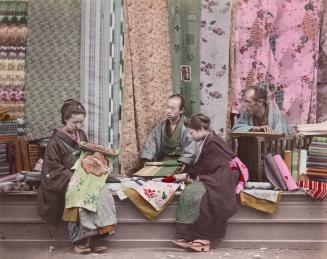 Four people at kimono shop