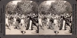 The warlike spirit in the youthul Jap-schoolboys in Ueno Park, Tokyo, Japan