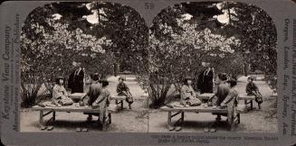 A family picnic under the cherry blossoms, Omuro Gosho (E.), Kyoto, Japan 