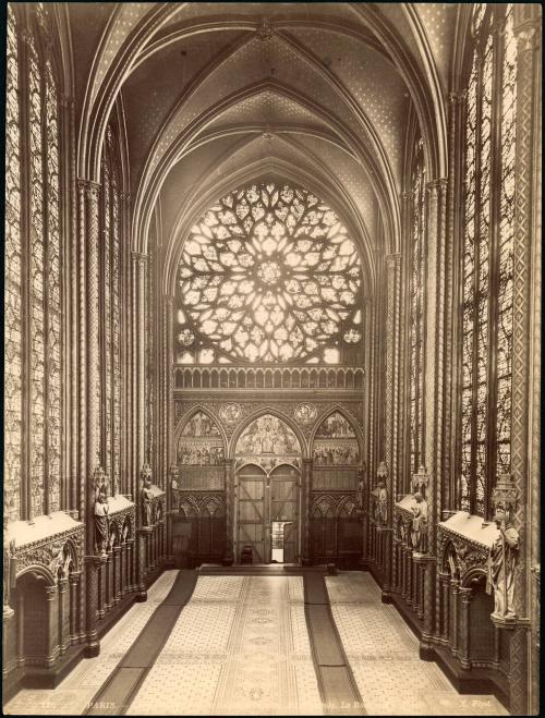 [Paris Interior la Sainte Chapelle XIII Siecle La Rosace XV Siecle X. Phot.]