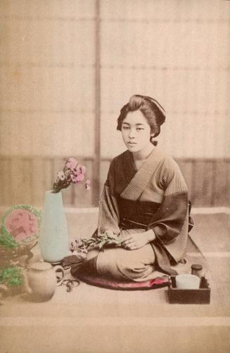 Woman with Tea and Flowers