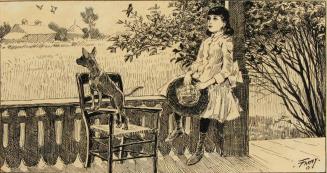 Girl sitting on porch with dog