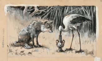 Fox and Crane with its Beak Stuck