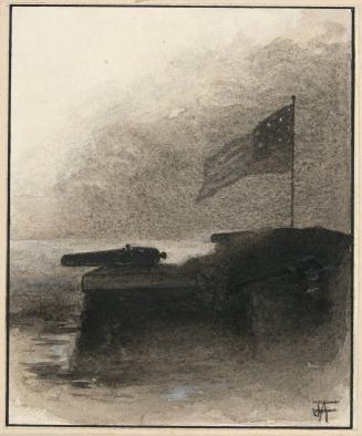 American Flag Flying over Fort