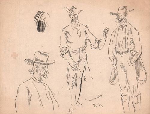 Three men with hats