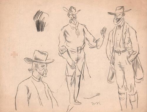 Three men with hats