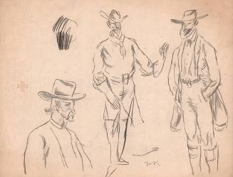 Three men with hats