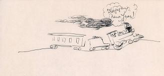 New Year's greeting - Locomotive and two cars