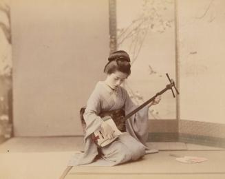 Woman with Samisen and Fan