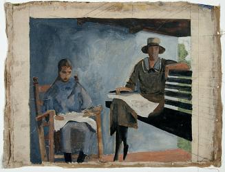 [Two seated figures]