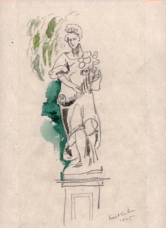 [drawing of statue at Bellbrun, Salzburg]