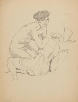 [two figures, one nude, one in undergarments]