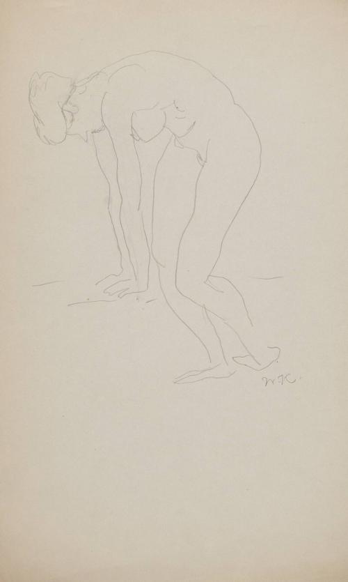 [Study of nude woman, bent over]