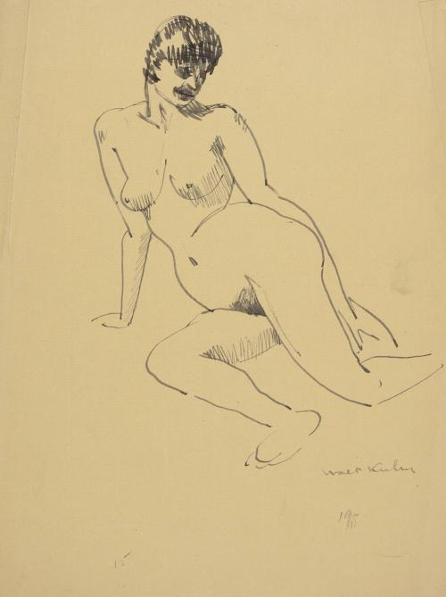 [semi-reclining female nude]