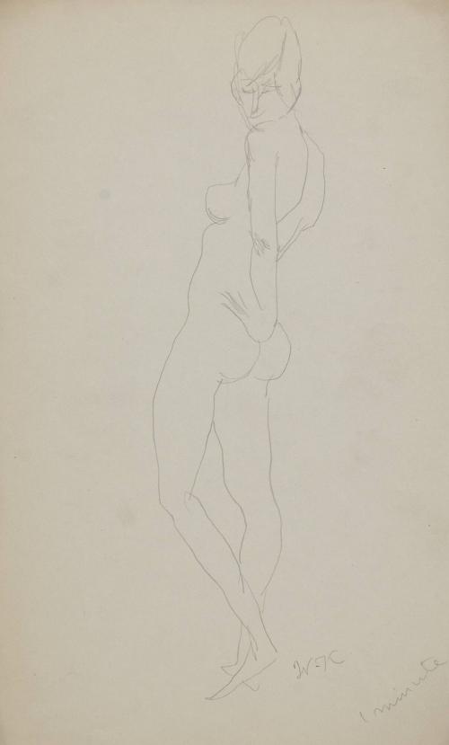 [standing female nude in profile]