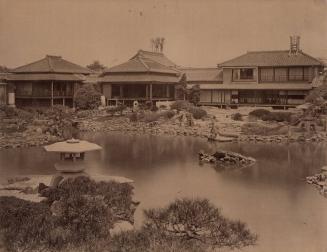 Buildings and rock garden