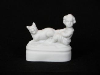 [Child pulling cats tail parian figurine]