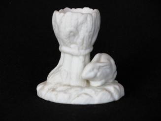 [Parian wheat sheaf spill vase with rabbit ornament]