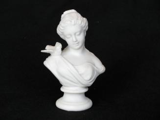 [Parian bust figurine of woman with a bird on her shoulder]