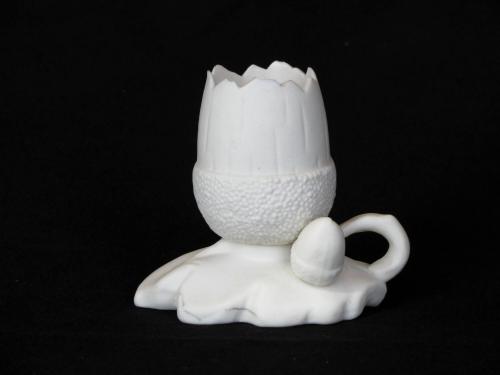 [Acorn-shaped parian vase with handle]