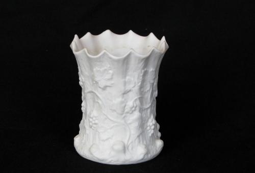 [Cylindrical parian tree-trunk vase with scalloped lip]