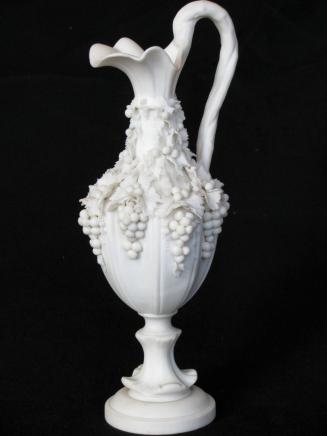 [Parian ewer with scalloped lip and grape clusters]