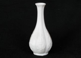 [Scalloped pear-shaped parian bud vase with low relief decoration]